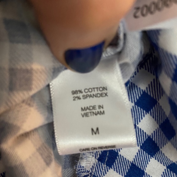 NWT New York & Company Gingham Peplum Top with Tie in Size Medium - Picture 7 of 9